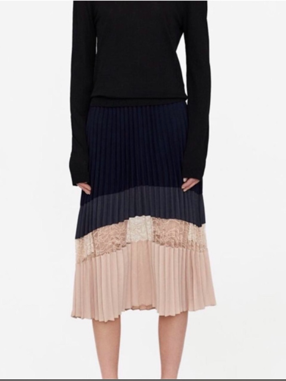Zara Color Block Pleated Skirt